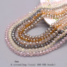 6mm Glass Beads Plating Color 6 Strands/bag 480pcs Rondelle Faceted Glass Beads Loose Spacer Beads For Jewelry Making DIY