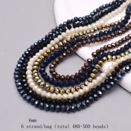6mm Glass Beads Plating Color 6 Strands/bag 480pcs Rondelle Faceted Glass Beads Loose Spacer Beads For Jewelry Making DIY