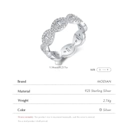 MODIAN 925 Sterling Silver Sparkling Geometric Clear Zirconia Eternity Band Stackable Rings For Women Fine Vacation Jewelry Gift