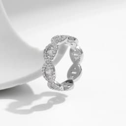 MODIAN 925 Sterling Silver Sparkling Geometric Clear Zirconia Eternity Band Stackable Rings For Women Fine Vacation Jewelry Gift