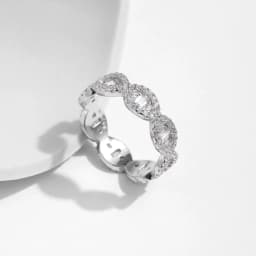 MODIAN 925 Sterling Silver Sparkling Geometric Clear Zirconia Eternity Band Stackable Rings For Women Fine Vacation Jewelry Gift