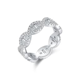 MODIAN 925 Sterling Silver Sparkling Geometric Clear Zirconia Eternity Band Stackable Rings For Women Fine Vacation Jewelry Gift