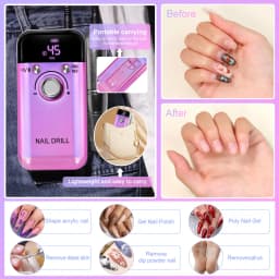 Professional 45000RPM Electric Portable Nail Drill Machine Rechargeable Low Noise Nail Sander File for Manicure Salon Tool