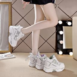 Trendy Interior Height Increasing Vulcanized Women's Shoes 2024 Autumn Style Simple Casual Sports High Heels Women's Dad Shoes