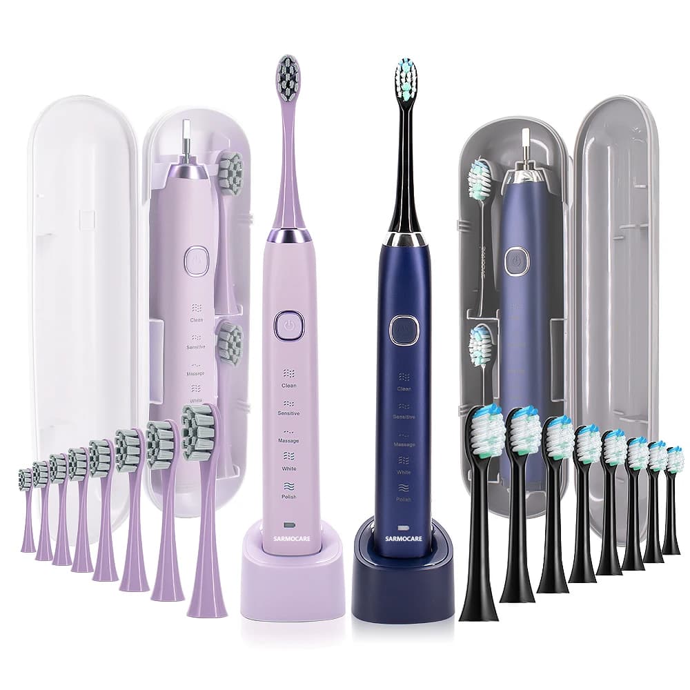 USB Rechargeable Electric Toothbrush Automatic Toothbrush for Adults with 5 Modes and 8 Replacement Brush Heads