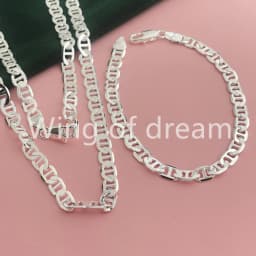 45-60CM 925 Sterling Silver 6MM Men's Necklace Bracelet Set Luxury Quality Jewelry Wholesale Accessories