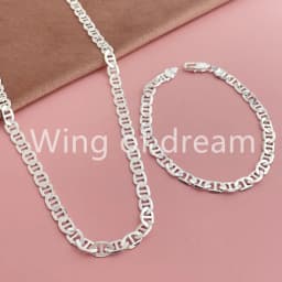 45-60CM 925 Sterling Silver 6MM Men's Necklace Bracelet Set Luxury Quality Jewelry Wholesale Accessories