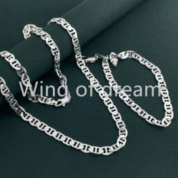 45-60CM 925 Sterling Silver 6MM Men's Necklace Bracelet Set Luxury Quality Jewelry Wholesale Accessories