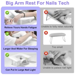 Upgraded U-Shaped Nail Arm Rest Adjustable Rotating Height Manicure Hand Rest Pillow Cushion for Nail Tech Salon Home Use