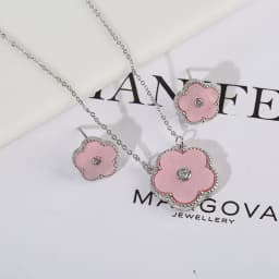 4pc Double-Sided Plum Blossom Jewelry Set Zircon New Hot Selling Plant Five Leaf Flower Women'sHigh-Quality Clover