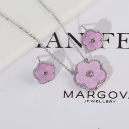4pc Double-Sided Plum Blossom Jewelry Set Zircon New Hot Selling Plant Five Leaf Flower Women'sHigh-Quality Clover