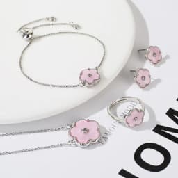 4pc Double-Sided Plum Blossom Jewelry Set Zircon New Hot Selling Plant Five Leaf Flower Women'sHigh-Quality Clover