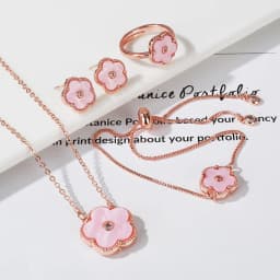 4pc Double-Sided Plum Blossom Jewelry Set Zircon New Hot Selling Plant Five Leaf Flower Women'sHigh-Quality Clover