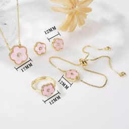 4pc Double-Sided Plum Blossom Jewelry Set Zircon New Hot Selling Plant Five Leaf Flower Women'sHigh-Quality Clover