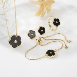 4pc Double-Sided Plum Blossom Jewelry Set Zircon New Hot Selling Plant Five Leaf Flower Women'sHigh-Quality Clover