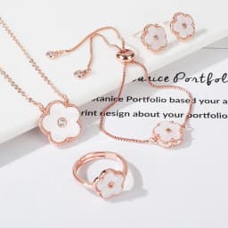 4pc Double-Sided Plum Blossom Jewelry Set Zircon New Hot Selling Plant Five Leaf Flower Women'sHigh-Quality Clover