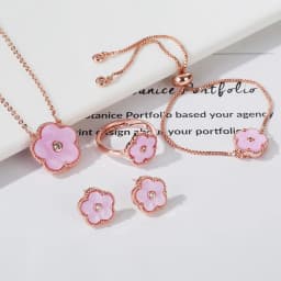 4pc Double-Sided Plum Blossom Jewelry Set Zircon New Hot Selling Plant Five Leaf Flower Women'sHigh-Quality Clover