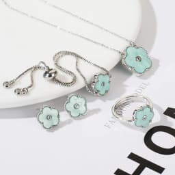 4pc Double-Sided Plum Blossom Jewelry Set Zircon New Hot Selling Plant Five Leaf Flower Women'sHigh-Quality Clover