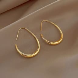 925 Sterling Silver Golden Ellipse Wedding Hoop Earrings For Women Ladies Luxury Female Jewelry Money 925 Jewellery