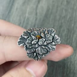 Buyee 925 Sterling Silver Big Ring Finger Excellent Peony Flower Open Ring for Woman Fashion Exaggeration Fine Jewelry Circle