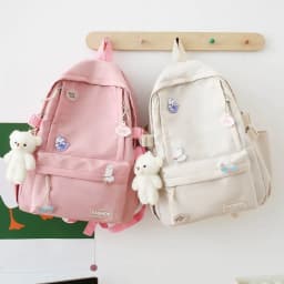 New Large Capacity School Bag Portable Solid Color Lightweight Backpack Adjustable Strap Canvas Travel Bag Unisex