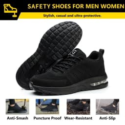 Lightweight Safety Shoes Women Men Air Cushion Work Sneakers Steel Toe Shoes Construction Safety Boots Anti-smash Work Shoes