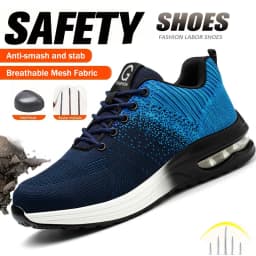 Lightweight Safety Shoes Women Men Air Cushion Work Sneakers Steel Toe Shoes Construction Safety Boots Anti-smash Work Shoes
