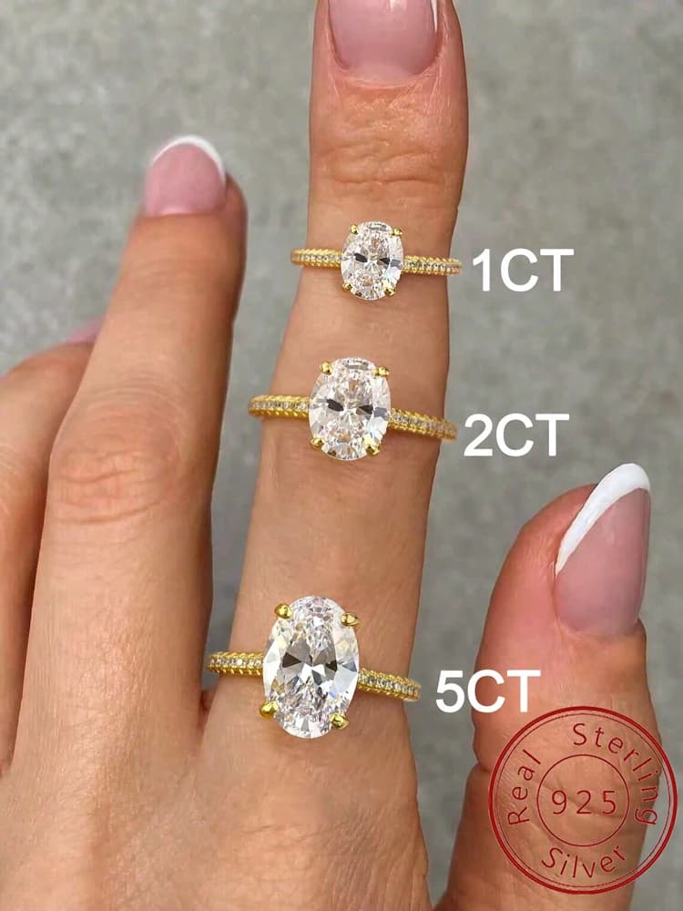 925 Sterling Silver Zirconia Gorgeous Shiny 1-5CT Oval Stone Ring For Women Engagement Wedding Luxury High Quality Fine Jewelry