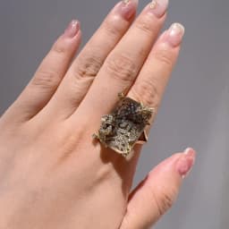 Vintage Luxury 18K Gold-Plated Natural Crystal Claw-Set Decorative Ring for Women - Fashionable Personal Gift