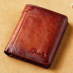Genuine Leather Wallet	for Men Two Folding Purses RFID Men's Card Holders Gentleman Wallets High Quality Luxury Designer Square