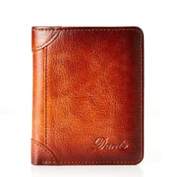 Genuine Leather Wallet	for Men Two Folding Purses RFID Men's Card Holders Gentleman Wallets High Quality Luxury Designer Square