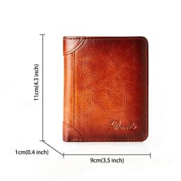 Genuine Leather Wallet	for Men Two Folding Purses RFID Men's Card Holders Gentleman Wallets High Quality Luxury Designer Square
