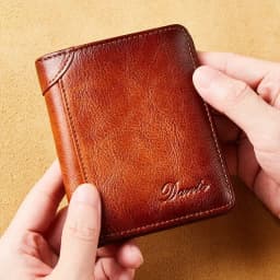 Genuine Leather Wallet	for Men Two Folding Purses RFID Men's Card Holders Gentleman Wallets High Quality Luxury Designer Square