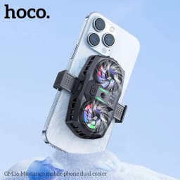 HOCO GM36 Dual Fan For Phone Ice Cooling Universal Mobile Phone Cooler Long Lasting Stronger Cooling Air Fan Digital Display