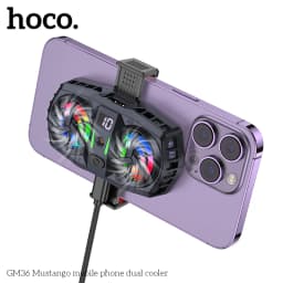 HOCO GM36 Dual Fan For Phone Ice Cooling Universal Mobile Phone Cooler Long Lasting Stronger Cooling Air Fan Digital Display