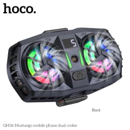HOCO GM36 Dual Fan For Phone Ice Cooling Universal Mobile Phone Cooler Long Lasting Stronger Cooling Air Fan Digital Display