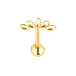 ASTM F136 G23 Titanium Flower Petals Labret Threadless Piercing Round CZ Pin Push in Lip Stud Daith Conch Earring 16G 18G 20G
