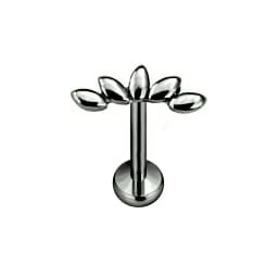 ASTM F136 G23 Titanium Flower Petals Labret Threadless Piercing Round CZ Pin Push in Lip Stud Daith Conch Earring 16G 18G 20G