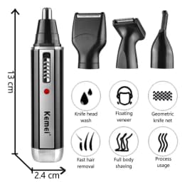 KEMEI 6630 4in1 Rechargeable Nose Trimmer Beard Trimmer Ear Eyebrow Nose Hair Trimmer For Nose Ear Hair Removal Clean Machine