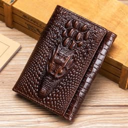 100% Leather Men's Wallet, Leather Short Multi Card Bag, Leather Men's Wallet, Crocodile Patterned Wallet