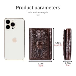 100% Leather Men's Wallet, Leather Short Multi Card Bag, Leather Men's Wallet, Crocodile Patterned Wallet