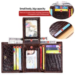 100% Leather Men's Wallet, Leather Short Multi Card Bag, Leather Men's Wallet, Crocodile Patterned Wallet