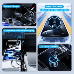 138W Car Charger Fast USB Type C Car Phone Charge 100W 65W 45W 35W PD3.0 PPS For iPhone 14 15 Samsung Laptops Tabet Car Adapter