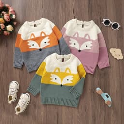 Baby Sweaters Knitted Newborn Kid Clothing Fashion Striped Cute Fox Tops Outerwear Infant Girls Boys Pullover Long Sleeve Autumn