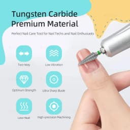 HYTOOS Two-way Cone Nail Drill Bits 15mm Taper Carbide Nail Bit Manicure Soft Gel Removal Nails Edge Cuticle Clean Tool