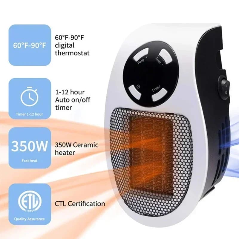 Portable Heater Electric Heater Convenient Room Heater Heating Warm Air Blower Wall Mounted Winter Warmer Machine Home Appliance