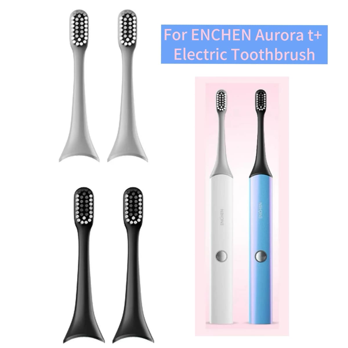 ENCHEN Aurora T+/T2 Electric Toothbrush Head Original Toothbrush Head Accessories Adult Replacement Brush Head Nozzle,2/4/8pcs