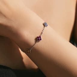 MODIAN 925 Sterling Silver Sweet Four Leaf Clover Colorful Zirconia Charm Fashion Stackable Bracelet For Women Fine Jewelry