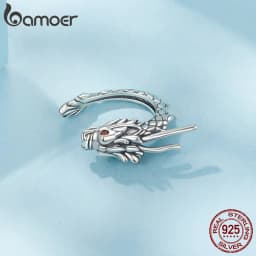 Bamoer Original 925 Sterling Silver Dragon Ear Clip Earrings Cuff Unique White Gold 1PC For Women Party Daily Gift Fine Jewelry