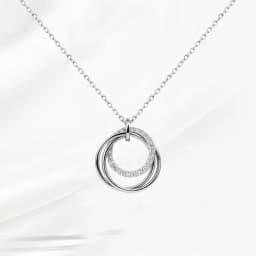 New S925 Silver Round Choker Zircon For Women Fashion Chain Minimalist Dainty Double Circle Pendant Necklace Neck Fine Jewelry